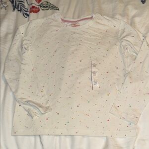 Cat & Jack White Long Sleeve Shirt with Colorful Stars